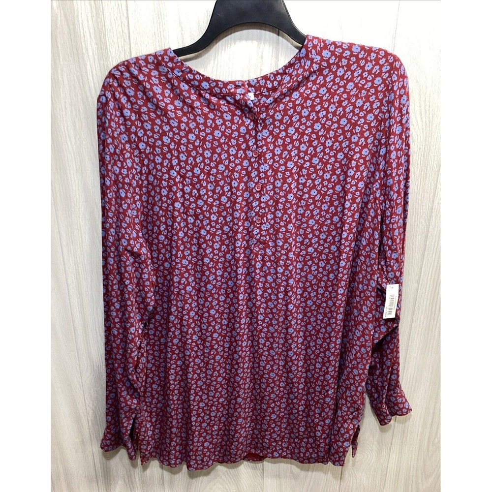 AMAZON ESSENTIALS Women's (Size XXL) Long Sleeve Round‎ Neck 1/2 Button Shirt